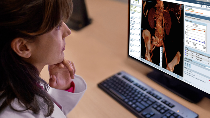 Woman watching diagnostic and reporting tools