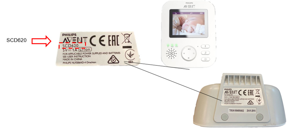 飞利浦新安怡婴儿视频监护仪 SCD620 产品型号